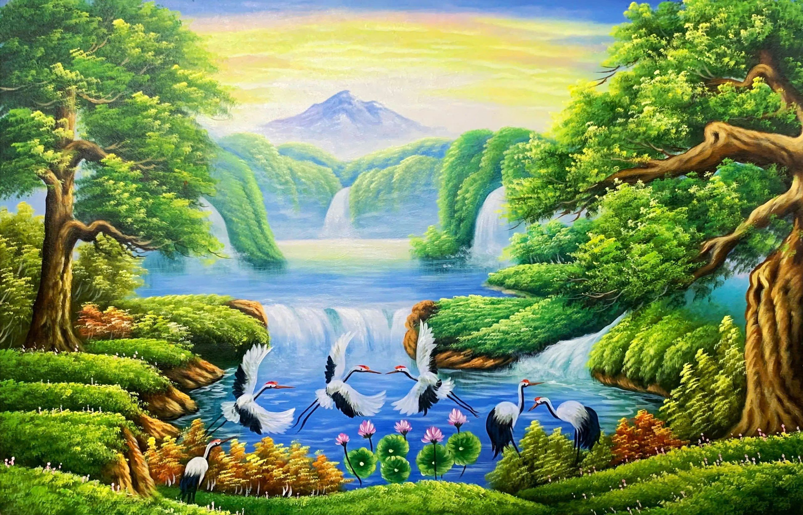 Tranh sơn dầu phong Thủy