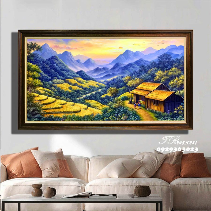 Tranh sơn dầu Tây Bắc Mùa Lúa Chín SDTC225