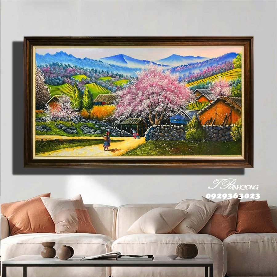 Tranh sơn dầu Tây Bắc Mùa Xuân SDTC224