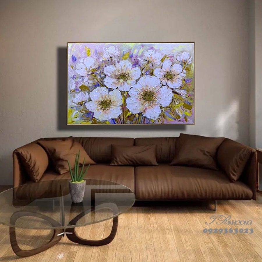 Tranh sơn dầu Hoa Trắng Tinh Khôi SDTC223