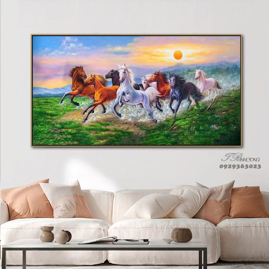 Tranh sơn dầu Ngựa Phi Chiều Vàng SDTC368