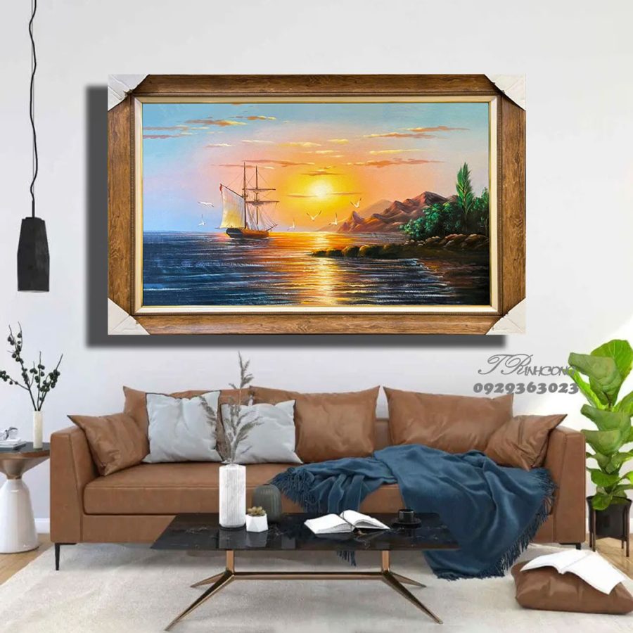 Tranh sơn dầu Thuận Buồm Hoàng Hôn SDTC241
