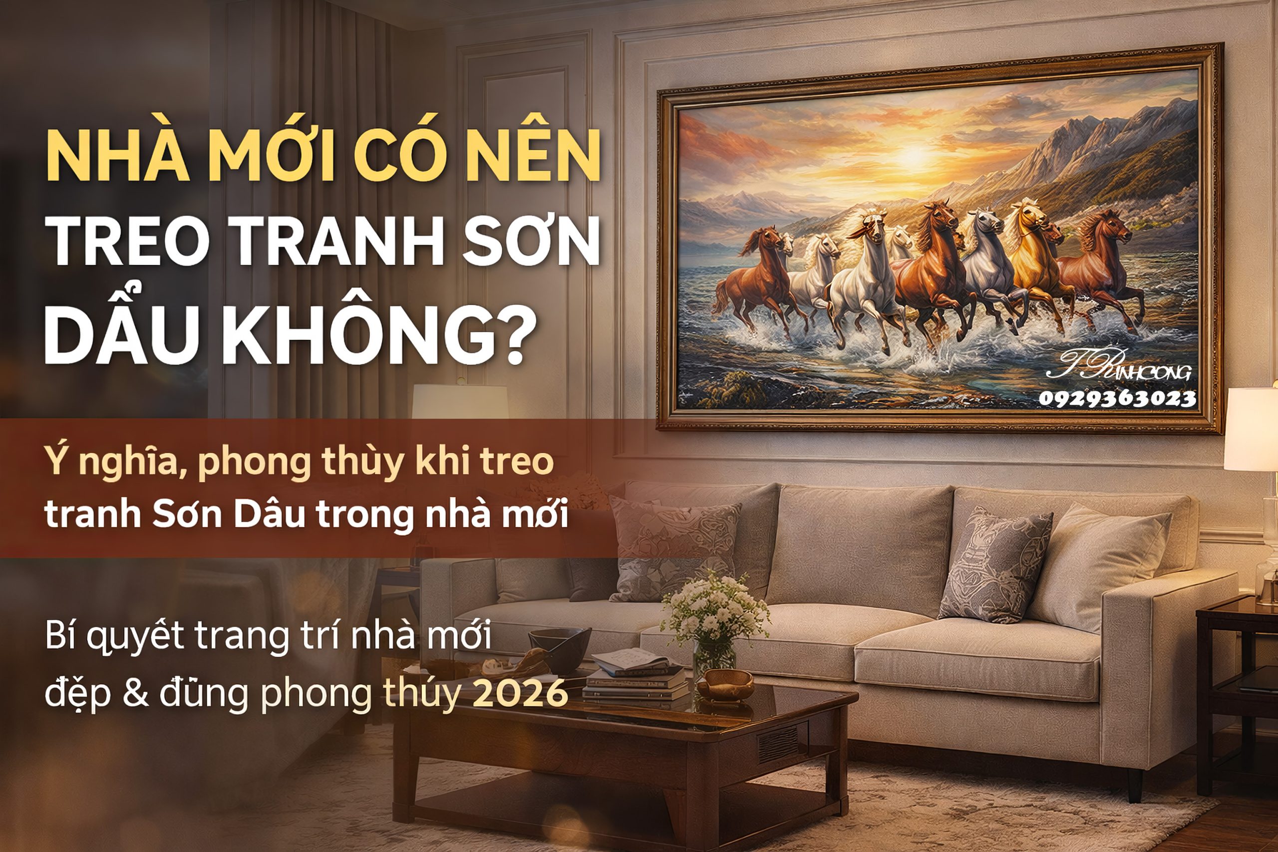 Tranh sơn thủy phong thủy Trình Công treo phòng khách nhà mới