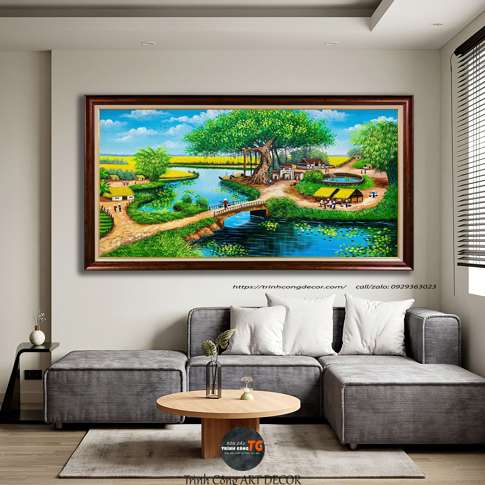 Tranh sơn dầu Đình Lang Quê Hương SDTC246