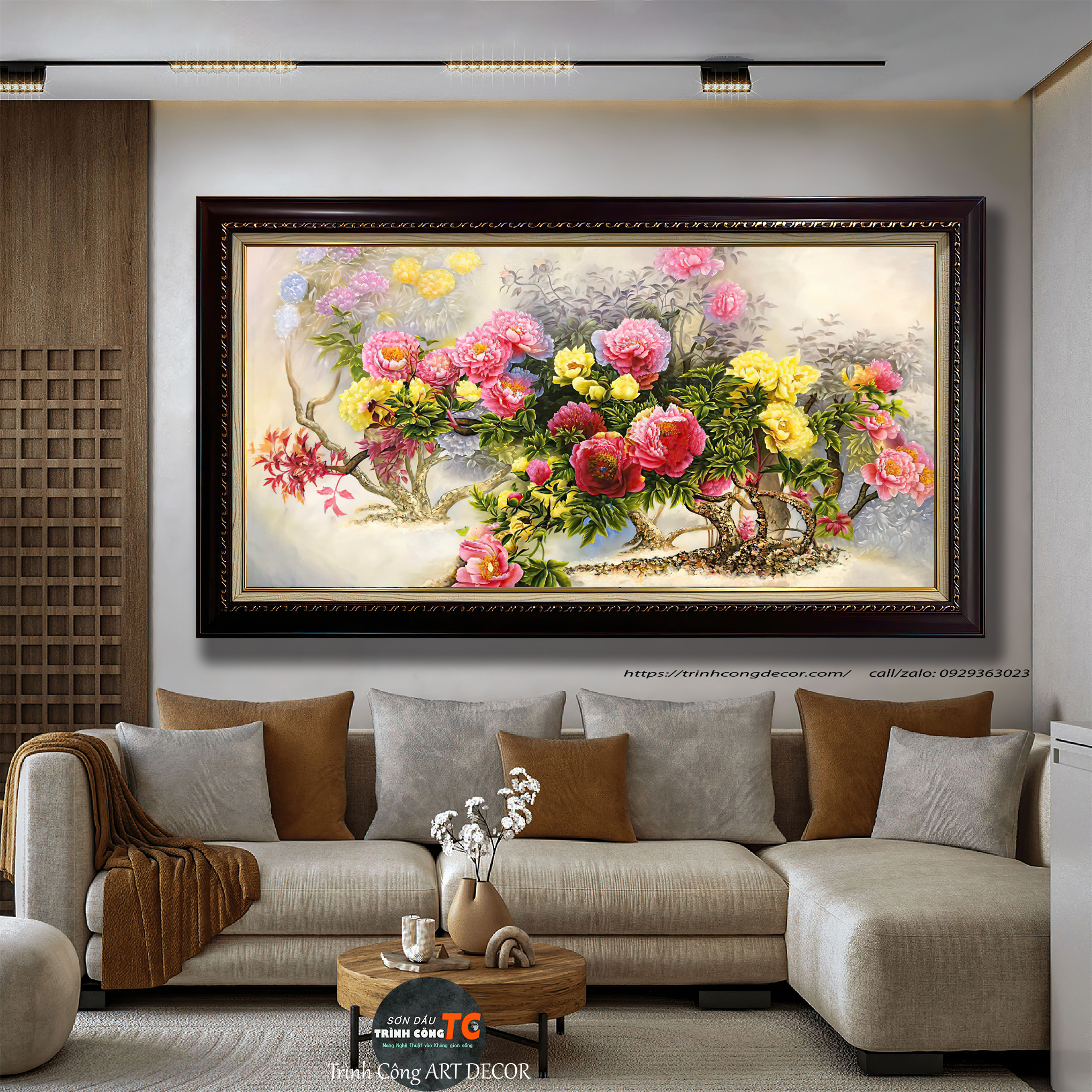Tranh-son-dau-Hoa-Mau-Don-SDTC488 Tranh sơn dầu Hoa Mẫu Đơn SDTC488