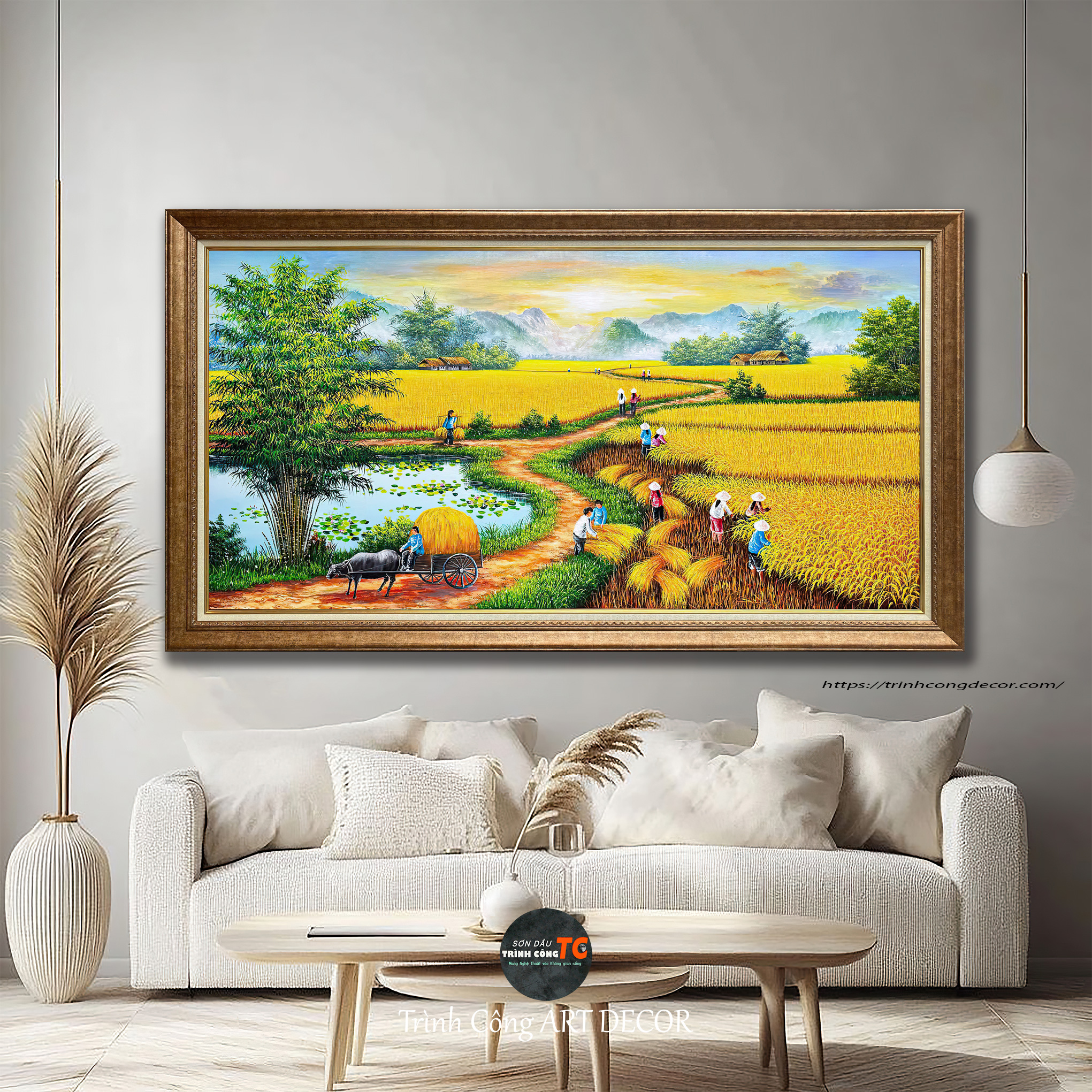 Tranh-son-dau-Phong-Canh-Dong-Que-SDTC202 Tranh sơn dầu Phong Cảnh Đồng Quê SDTC202
