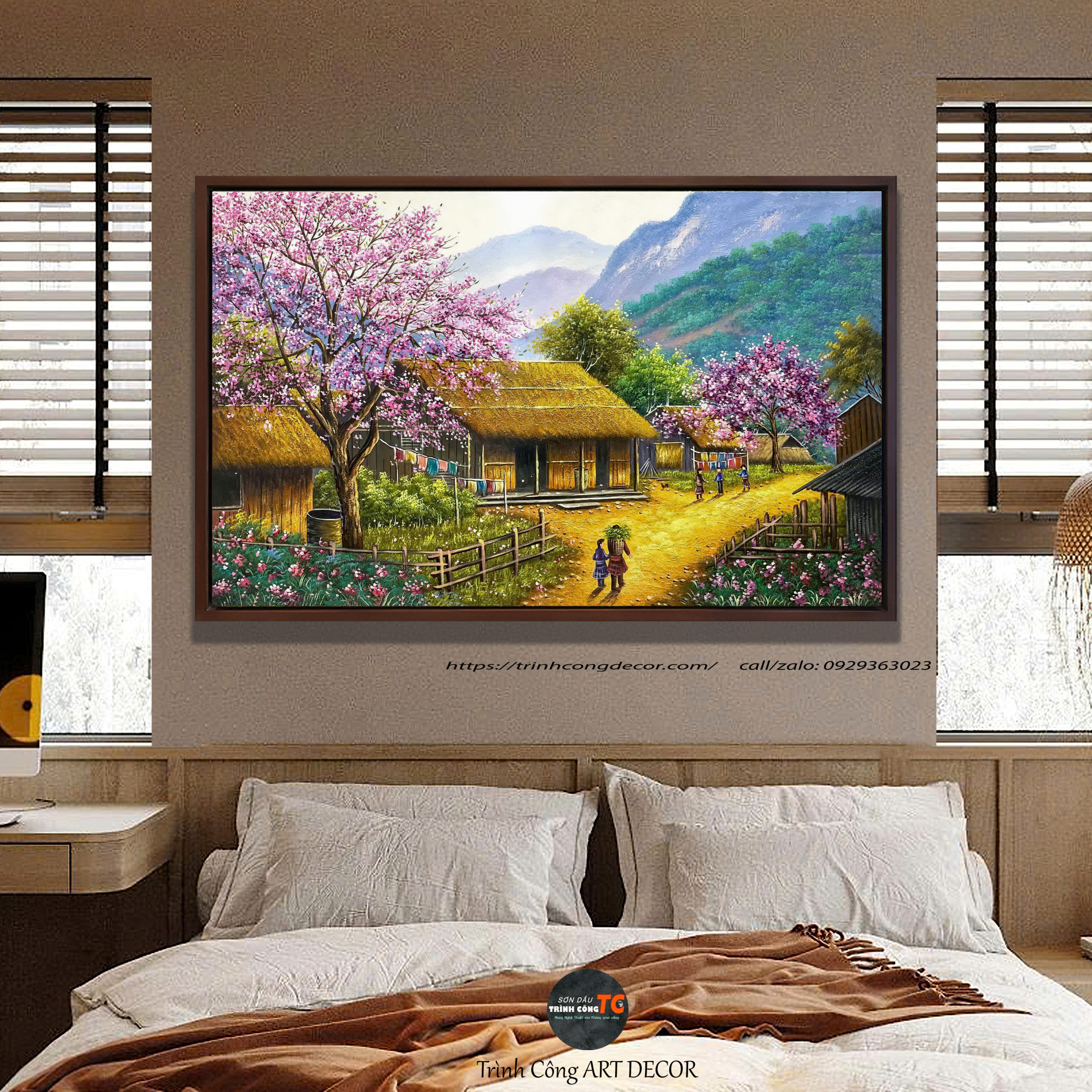 Tranh sơn dầu Sắc Xuân Bản Mường SDTC312