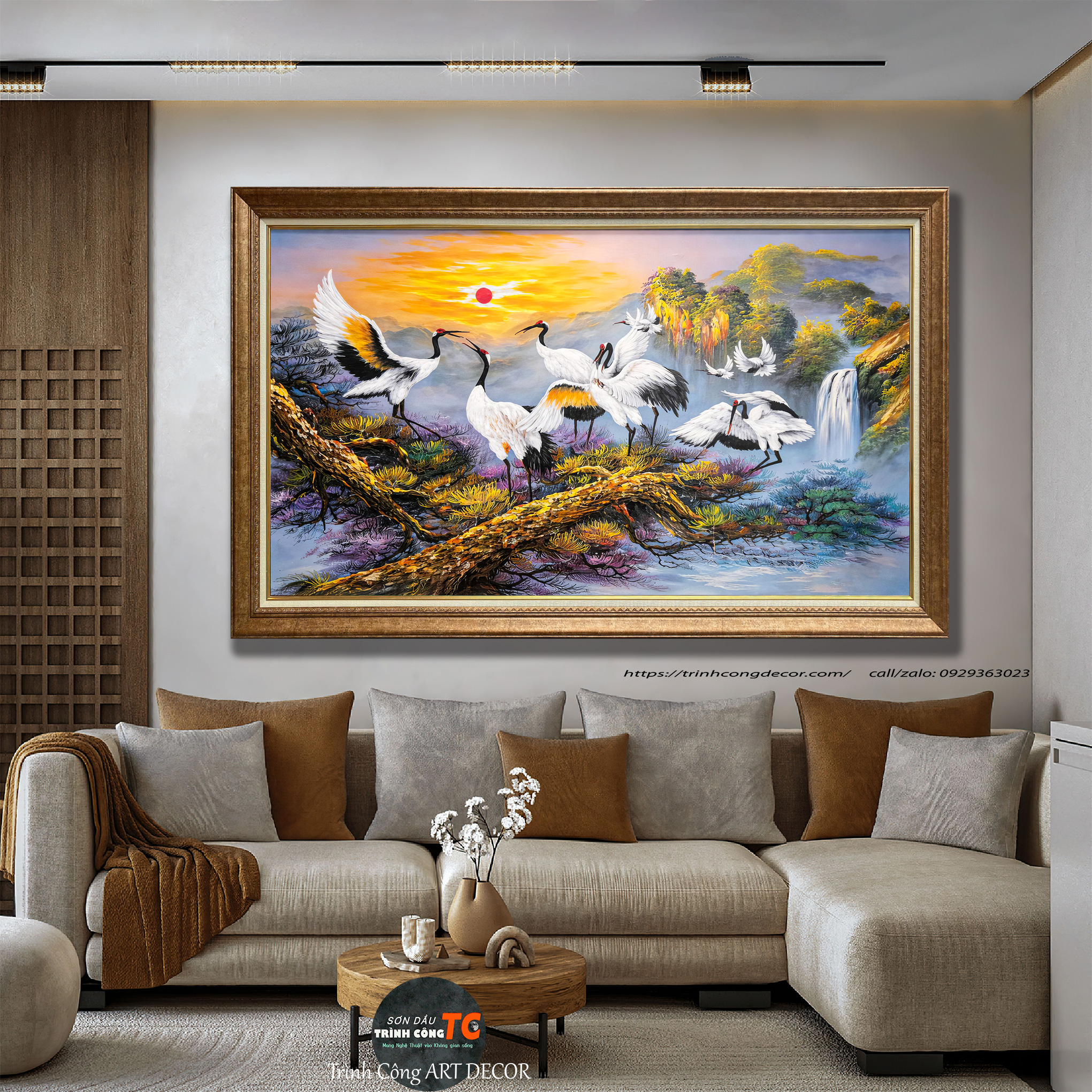 Tranh sơn dầu Tùng Hạc Diên Niên SDTC423